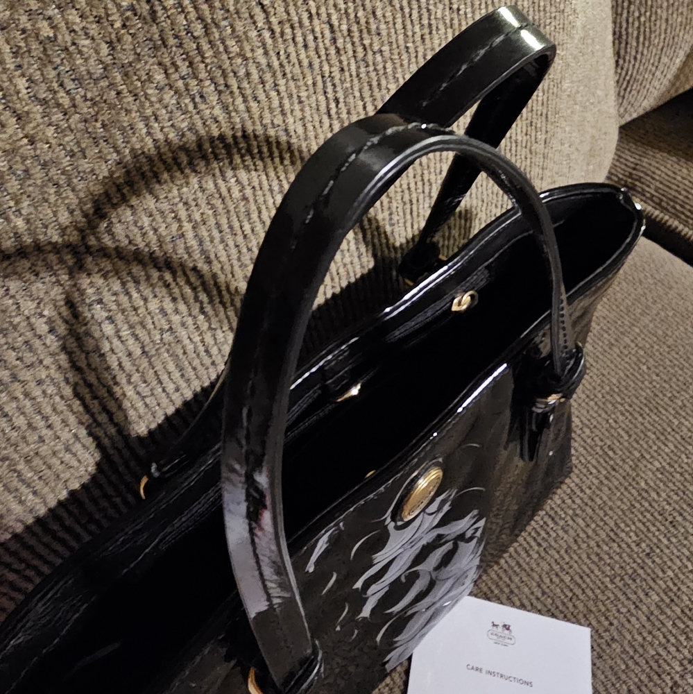 Coach Peyton Satchel/Small Tote Embossed Patent Black leather F50540 EUC - Picture 13 of 16